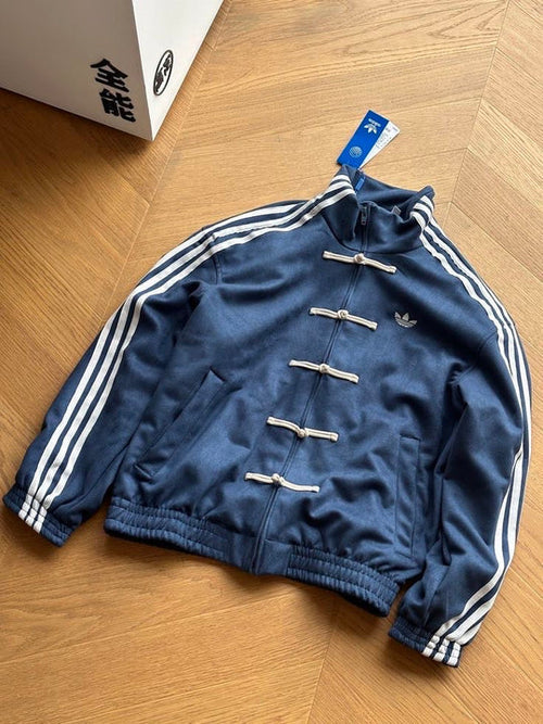 CNY-Inspired Premium Navy Blue Suede Streetwear Jacket