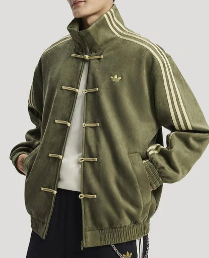 CNY Inspired Suede Jacket for Men & Women | Premium Suede Finish | Chinese Knot Button Streetwear